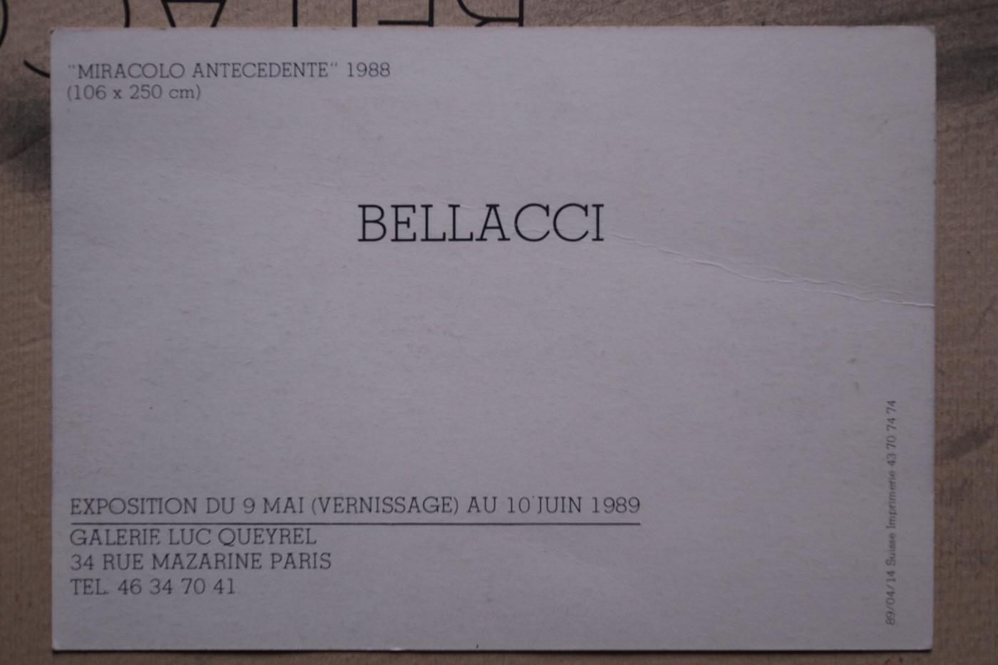 Bellacci · Miracolo Antecedente