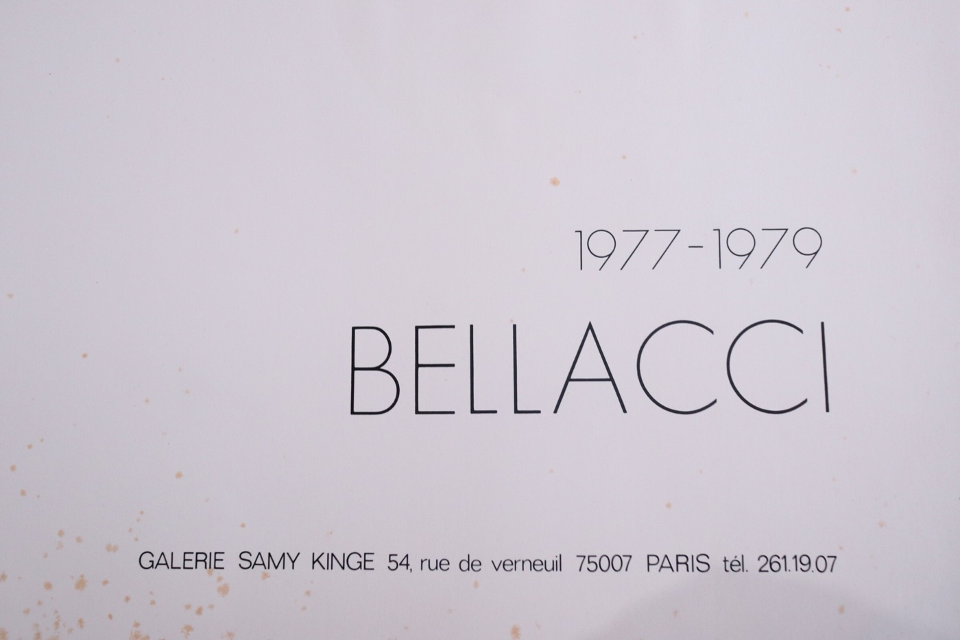 Bellacci · Peintures sur papier 1977—1979